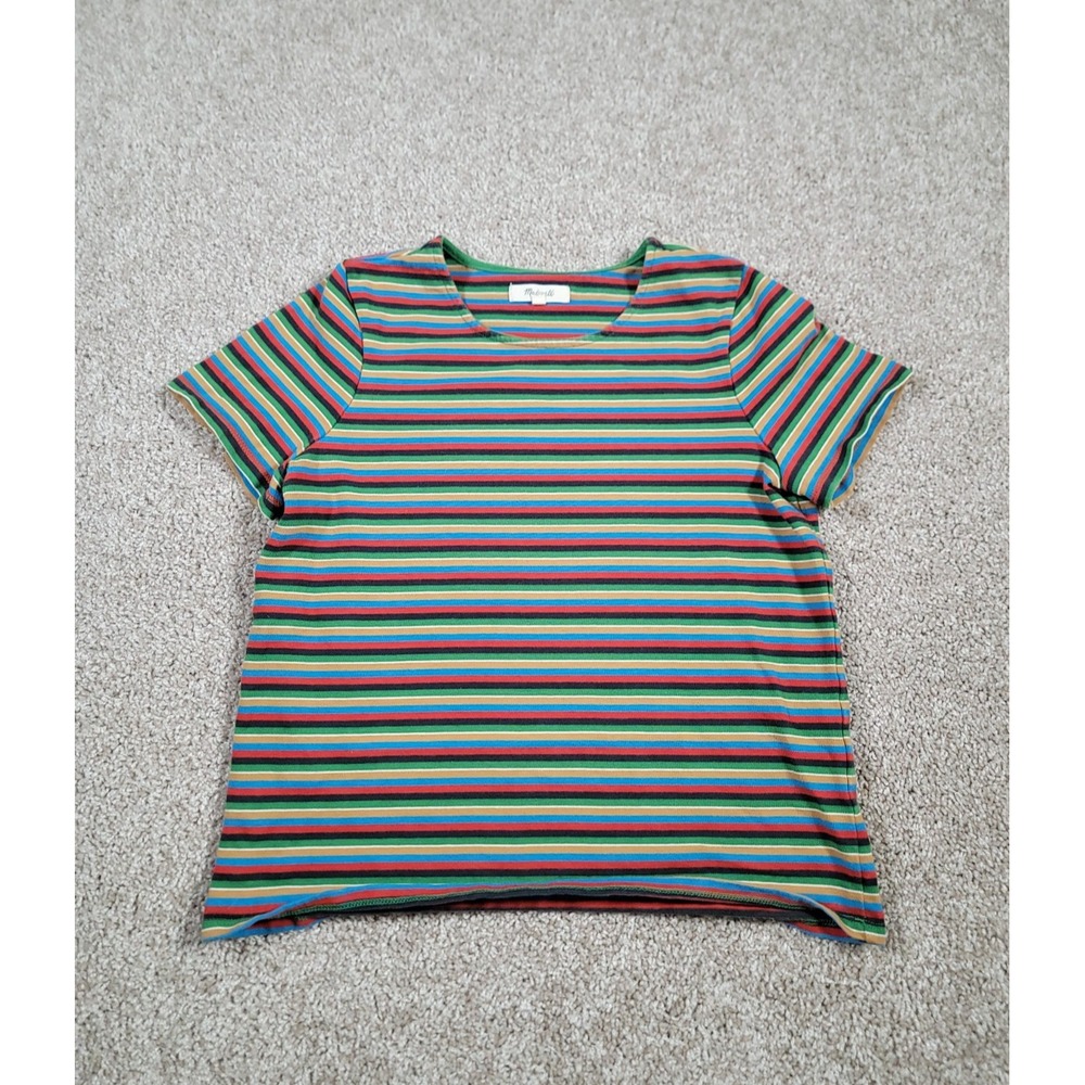 Madewell Striped T-Shirt Womens Multicolor Short Sleeve Casual Top Size XS